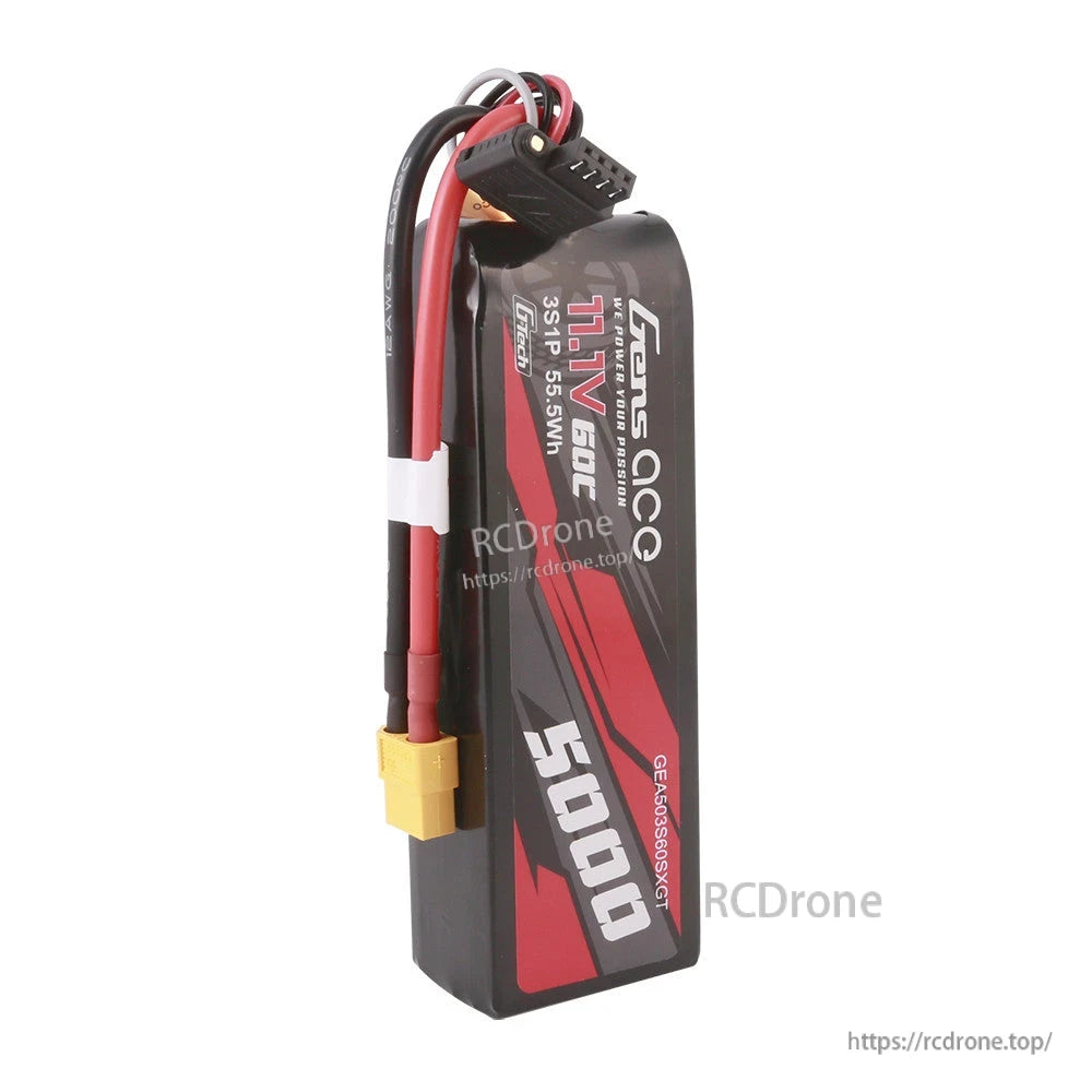 Gens ace 11.1V 5000mAh 3S LiPo battery pack with XT60 connector and 4-pin balance lead