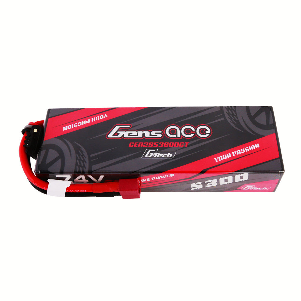 Gens ace G-Tech 7.4V 5300mAh 2S hardcase LiPo battery pack with Deans (T) plug lead