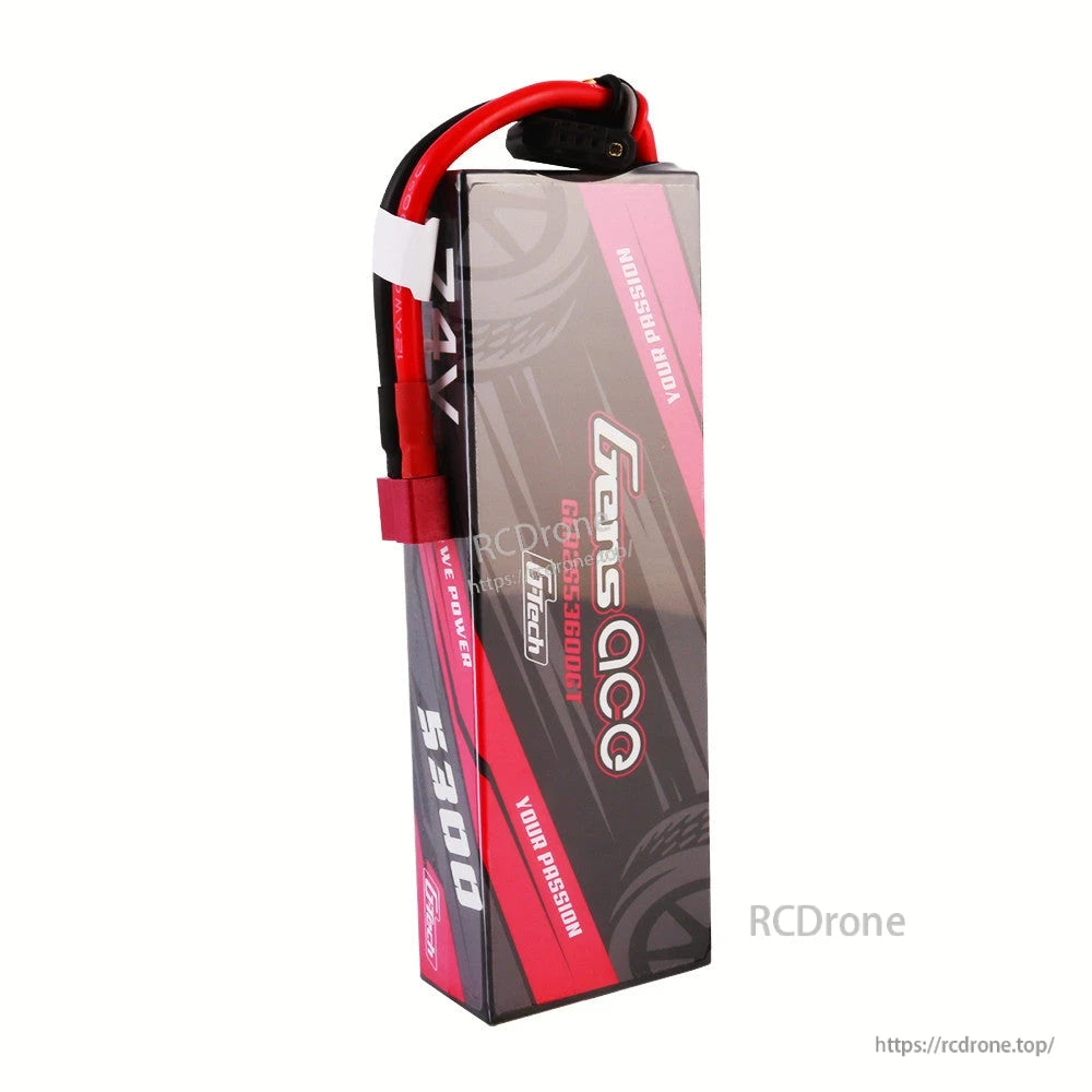 Gens ace G-Tech 5300mAh 60C hardcase LiPo battery pack with red/black leads and Deans-style plug