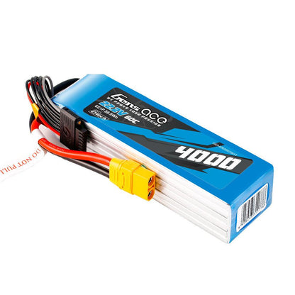 Gens ace G-Tech 6S 4000mAh 22.2V 60C LiPo Battery, Gens ace G-Tech 6S 4000mAh 60C LiPo battery pack with XT90-style main plug and balance lead