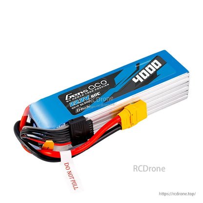 Gens ace G-Tech 6S 4000mAh 22.2V 60C LiPo battery pack with yellow XT-style power plug and balance lead