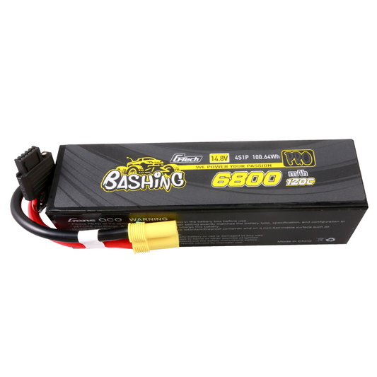 Gens ace G-Tech Bashing 6800mAh 4S 14.8V LiPo battery pack with 120C label and wired connectors