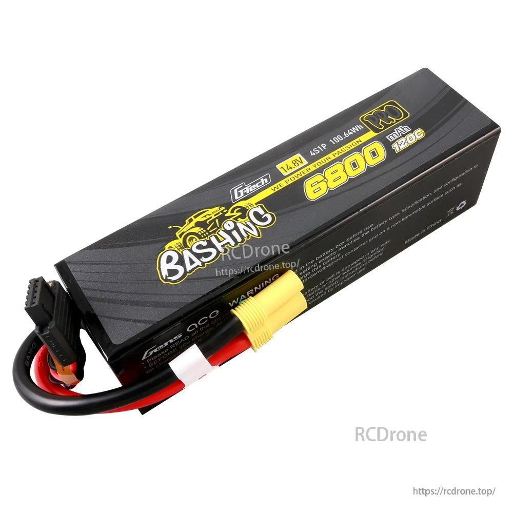 Gens ace G-Tech Bashing 6800mAh 4S 14.8V 120C LiPo battery pack with main power plug and 4S balance lead