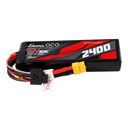 Gens ace G-Tech LiPo Battery, Gens ace G-Tech 11.1V 3S 2400mAh 60C LiPo battery pack with XT60 connector and balance lead