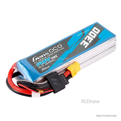 Gens ace G-Tech LiPo Battery, Gens ace G-Tech 14.8V 3300mAh 4S LiPo battery pack with XT60 plug and balance lead