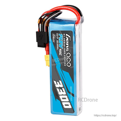 Gens ace G-Tech LiPo Battery, Gens ace G-Tech 4S 3300mAh LiPo battery pack with XT60-style plug and balance lead, 14.8V 45C