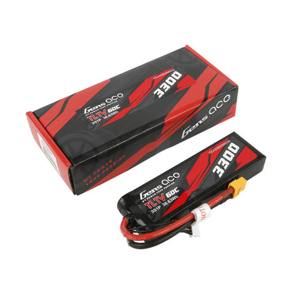 Gens ace G-tech 3300mAh 3S 11.1V 60C LiPo Battery, Gens ace 3300mAh 3S 11.1V 60C LiPo battery with XT60 plug and balance lead, shown with retail box