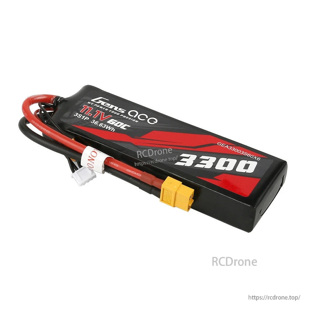 Gens ace G-tech 3300mAh 3S 11.1V 60C LiPo Battery, Gens ace 3300mAh 3S 11.1V 60C LiPo battery pack with XT60 plug and 3-cell balance connector