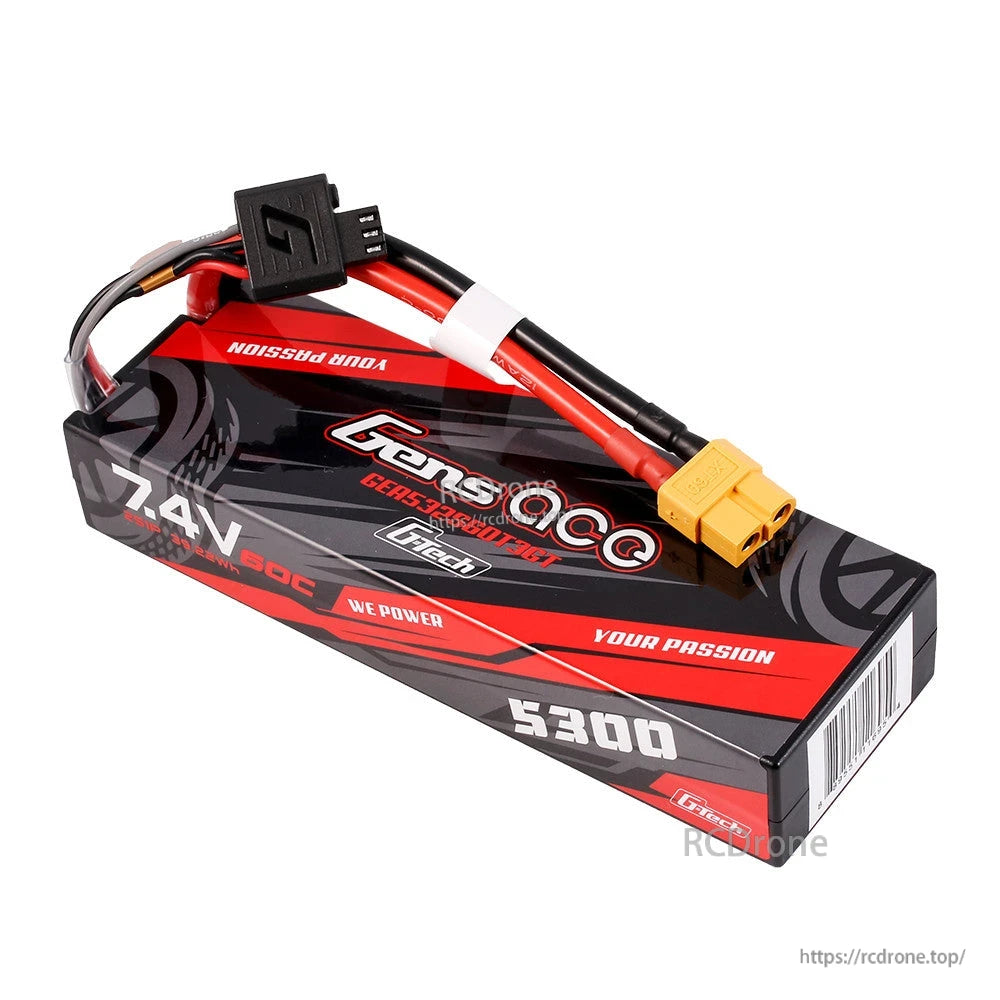 Gens ace G-tech 5300mAh 2S 7.4V 60C hardcase LiPo battery pack with XT60 lead and balance plug