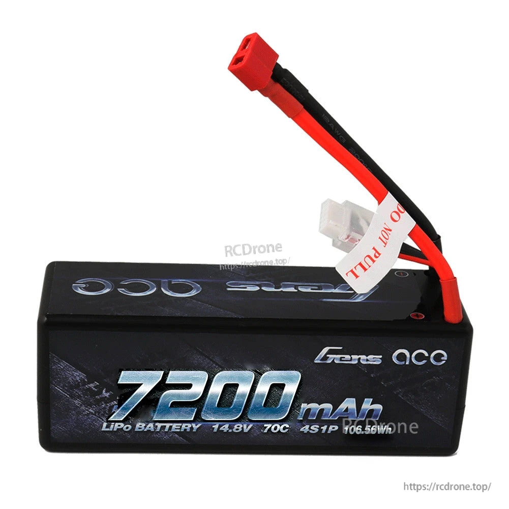 Gens ace hardcase LiPo battery pack 7200mAh 14.8V 4S1P with red Deans-style plug and balance lead