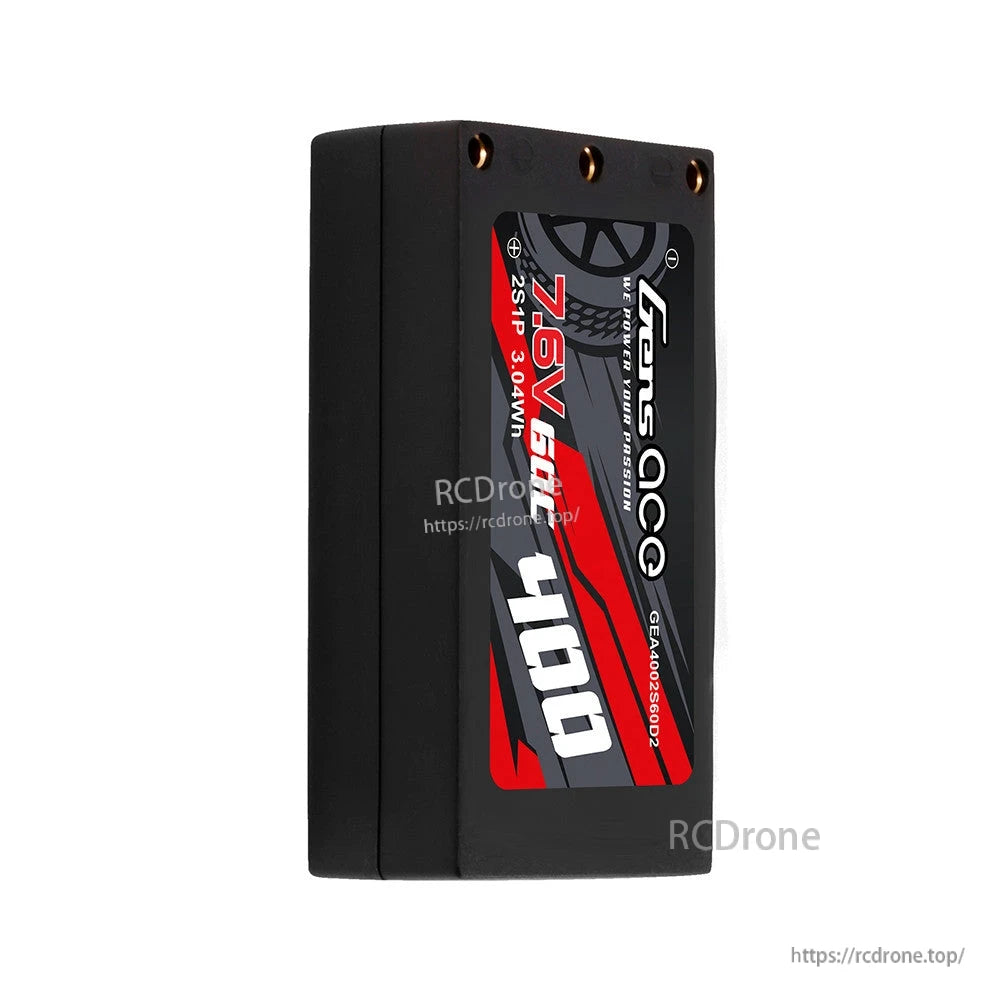 Gens ace LiPo Battery, Gens ace 2S 7.6V 4000mAh LiPo battery pack with black hard case and red label