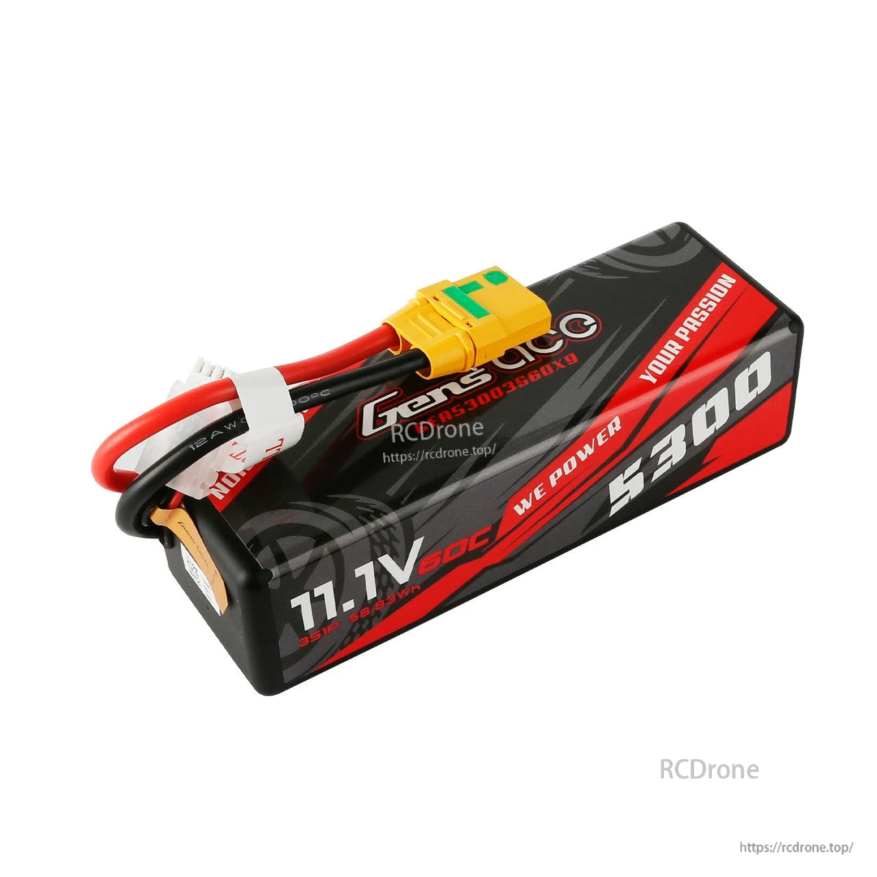 Gens ace LiPo Battery, Gens ace 11.1V 5300mAh 3S LiPo battery pack with XT60 connector and balance lead, 60C rating