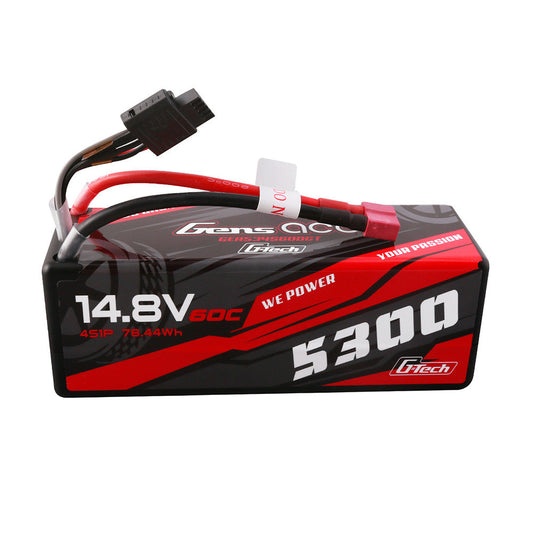 Gens ace LiPo Battery, Gens ace G-Tech 5300mAh 4S 14.8V 60C hardcase LiPo battery with Deans plug and balance lead