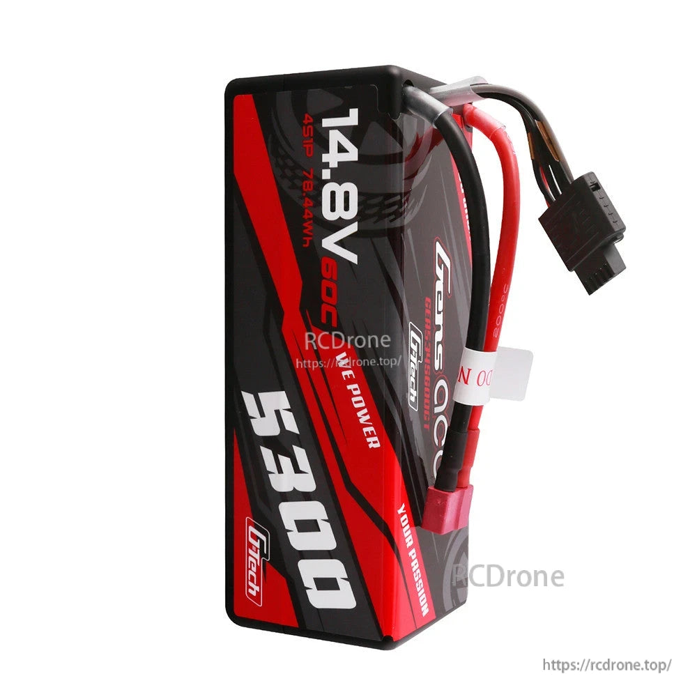 Gens ace LiPo Battery, Gens ace 5300mAh 4S 14.8V 60C hardcase LiPo battery with Deans plug and balance lead