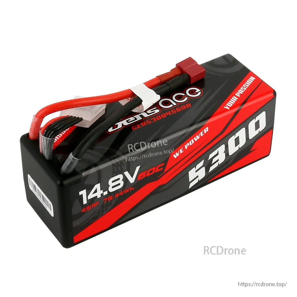 Gens ace LiPo Battery, Gens ace 4S LiPo battery pack 14.8V 5300mAh 60C with Deans-style connector and balance lead