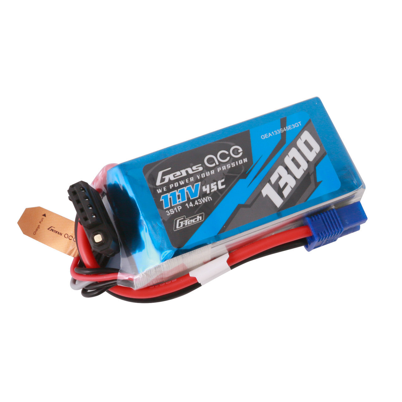 Gens ace LiPo Battery, Gens ace 3S LiPo battery pack, 11.1V 1200mAh 45C, with blue power plug and balance lead