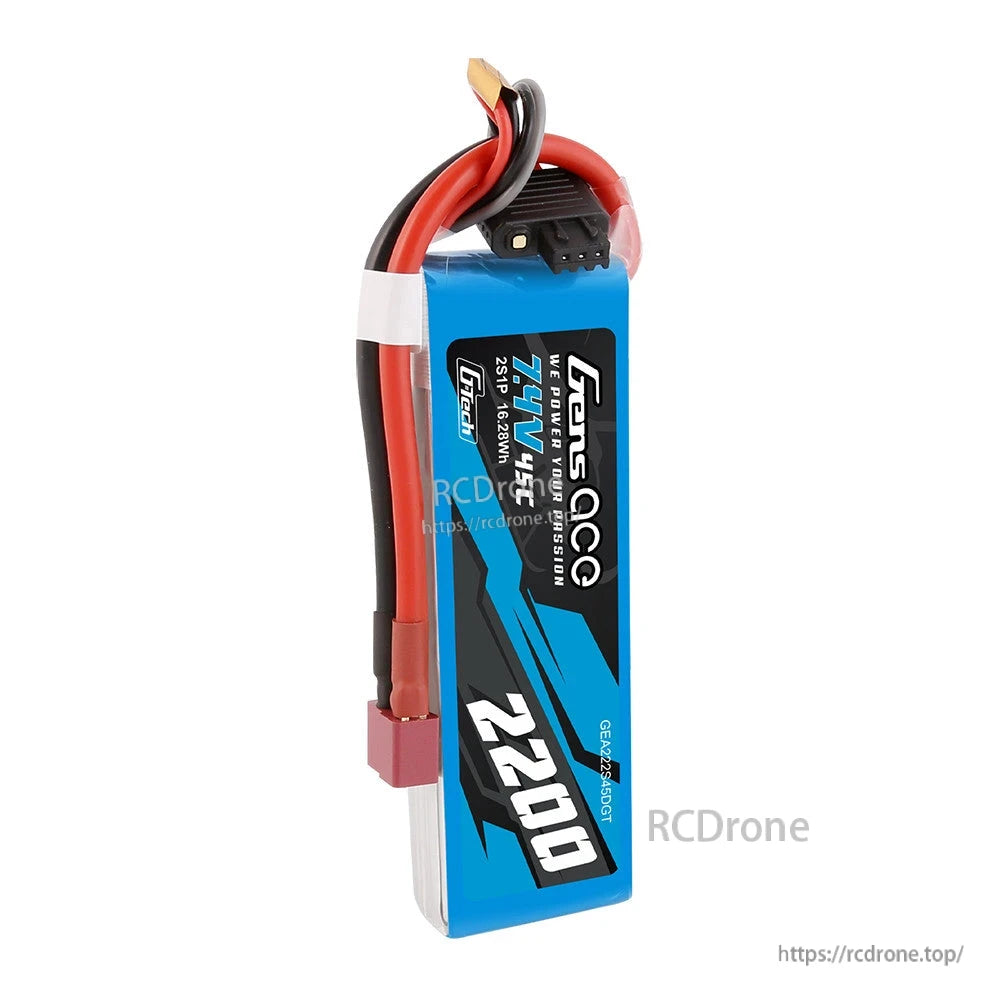 Gens ace LiPo Battery, Gens ace 7.4V 2S 2200mAh LiPo battery pack with Deans-style connector and balance lead