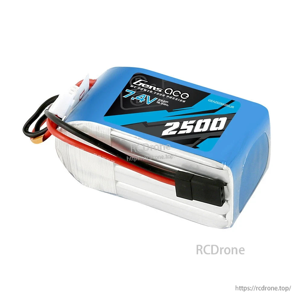 Gens ace LiPo Battery, Gens ace 7.4V 2500mAh 2S LiPo battery pack with main power lead and white balance connector