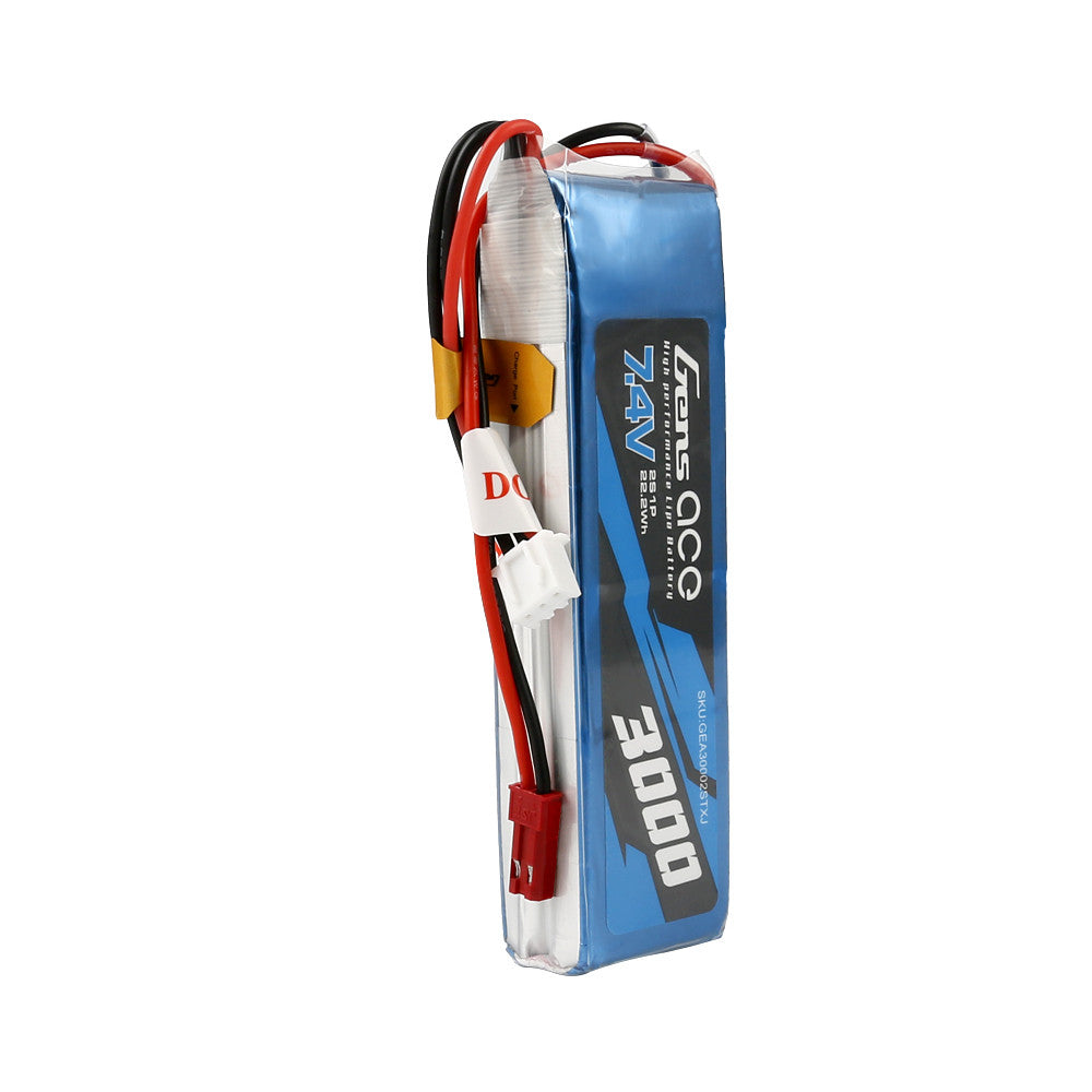 Gens ace LiPo Battery, Gens ace 7.4V 3000mAh LiPo battery pack with main power lead and white balance connector