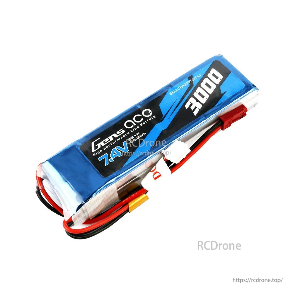 Gens ace LiPo Battery, Gens ace 7.4V 2000mAh LiPo battery pack with XT60-style lead and white balance connector