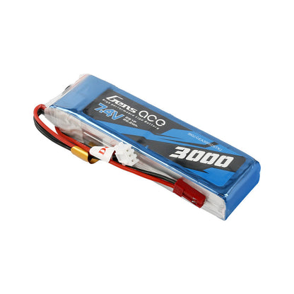 Gens ace LiPo Battery, Gens ace 7.4V 3000mAh LiPo battery pack with attached power lead and white balance connector