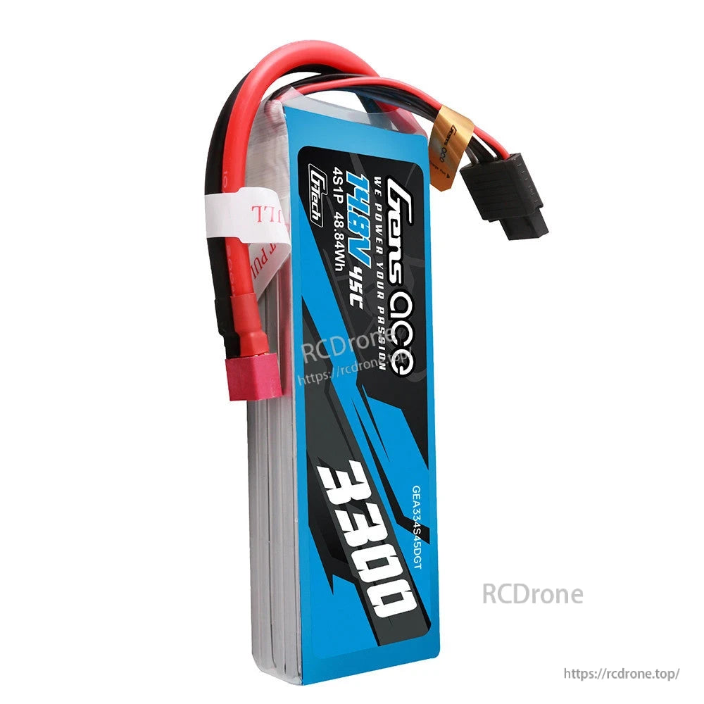 Gens ace LiPo battery pack 1300mAh 3S 45C with XT60-style main plug and balance lead