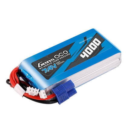Gens ace LiPo Battery, Gens ace 7.4V 4000mAh 2S LiPo battery pack with EC3 plug and balance lead