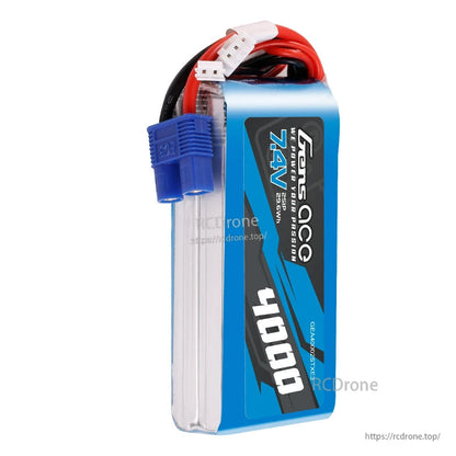 Gens ace LiPo Battery, Gens ace 7.4V 10000mAh LiPo battery pack with blue EC5-style plug and balance lead