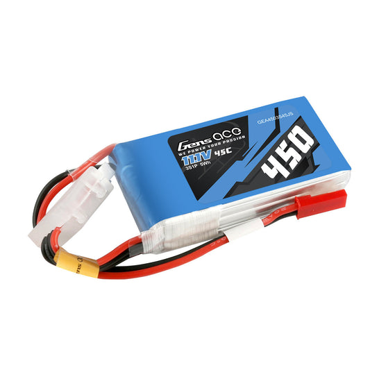 Gens ace LiPo Battery, Gens ace 11.1V 4500mAh 45C 3S LiPo battery pack with wired lead and balance connector