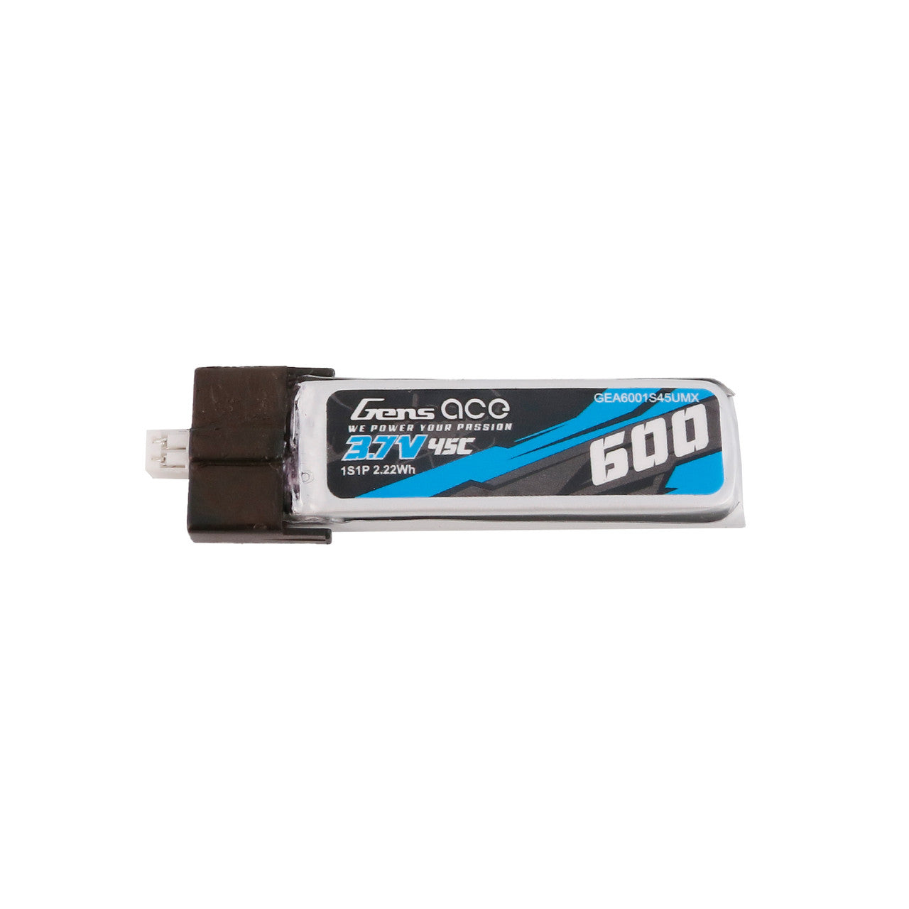 Gens ace LiPo Battery, Gens ace 3.7V 600mAh 45C 1S LiPo battery pack with attached plug connector