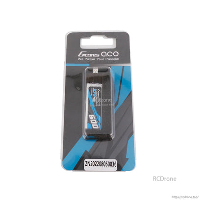 Gens ace LiPo Battery, Gens ace 3.7V 600mAh LiPo battery in retail blister packaging with blue and black label