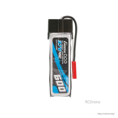 Gens ace LiPo battery, Gens ace 1S 3.8V 600mAh LiPo battery pack with black top connector and red JST-style lead