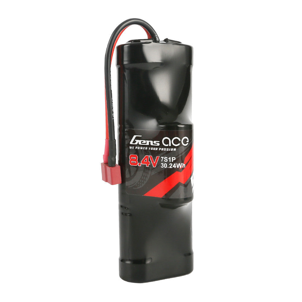 Gens ace Ni-MH Battery, Gens ace 8.4V 7S1P hump-style battery pack with red Deans plug connector and shrink-wrapped casing
