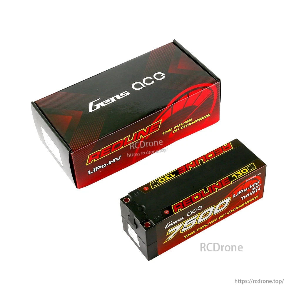 Gens ace Redline 7500mAh 130C hardcase LiPo battery pack with retail box for RC car use