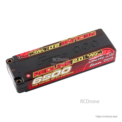 Gens ace Redline 2.0 6500mAh 2S 7.6V 140C hardcase LiPo-HV RC battery pack with bullet terminals