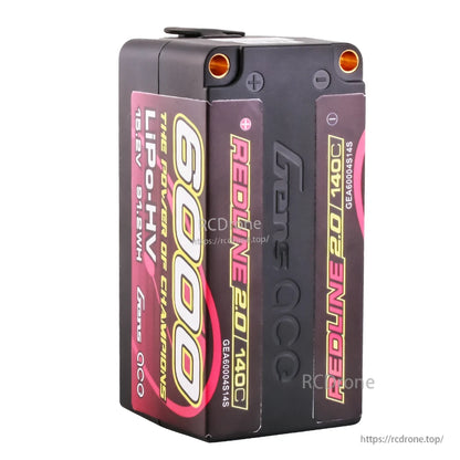 Gens ace Redline 2.0 6000mAh 4S 15.2V 140C hardcase shorty LiPo battery with bullet ports