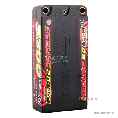 Gens ace Redline 2.0 HV shorty hardcase LiPo battery pack, 5300mAh 7.6V 140C, with bullet-style terminals