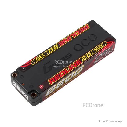 Gens ace Redline 2.0 6800mAh 2S 7.6V 140C hardcase LiPo battery pack with 5.0mm bullet terminals