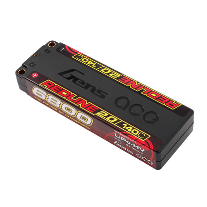 Gens ace Redline 2.0 6800mAh 2S 7.6V hardcase LiPo battery pack with recessed bullet connector ports