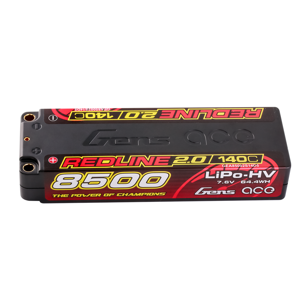 Gens ace Redline 2.0 8500mAh 2S 7.6V hardcase LiPo-HV battery pack with 5.0mm bullet ports