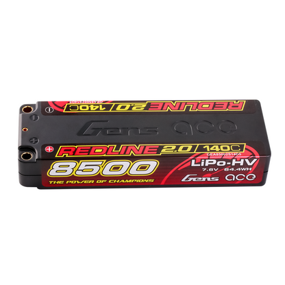 Gens ace Redline 2.0 8500mAh 2S 7.6V hardcase LiPo-HV battery pack with 5.0mm bullet ports