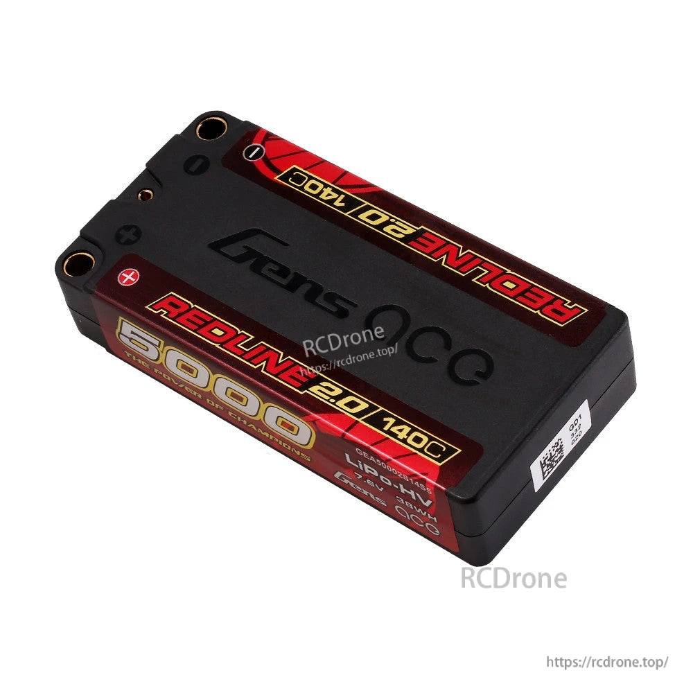 Gens ace Redline 2.0 LiPo Battery, Gens ace Redline 2.0 LiPo HV battery pack with hard case, 5000mAh 2S 7.6V label and mounting holes