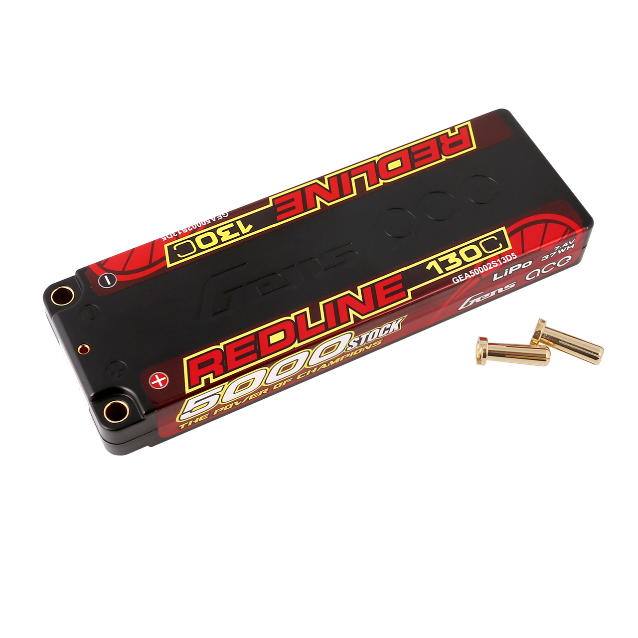 Gens ace Redline 5000mAh 2S 7.4V 130C hardcase LiPo battery pack with 5.0mm bullet connectors