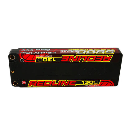 Gens ace Redline hardcase LiPo HV battery pack with 5.0mm bullet ports, 5800mAh 2S 7.6V, 130C label