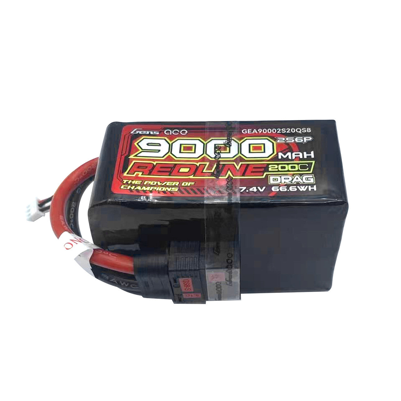 Gens ace Redline Drag Race LiPo Battery, Gens ace Redline Drag 2S LiPo battery pack, 9000mAh 7.4V 200C, with leads and balance plug
