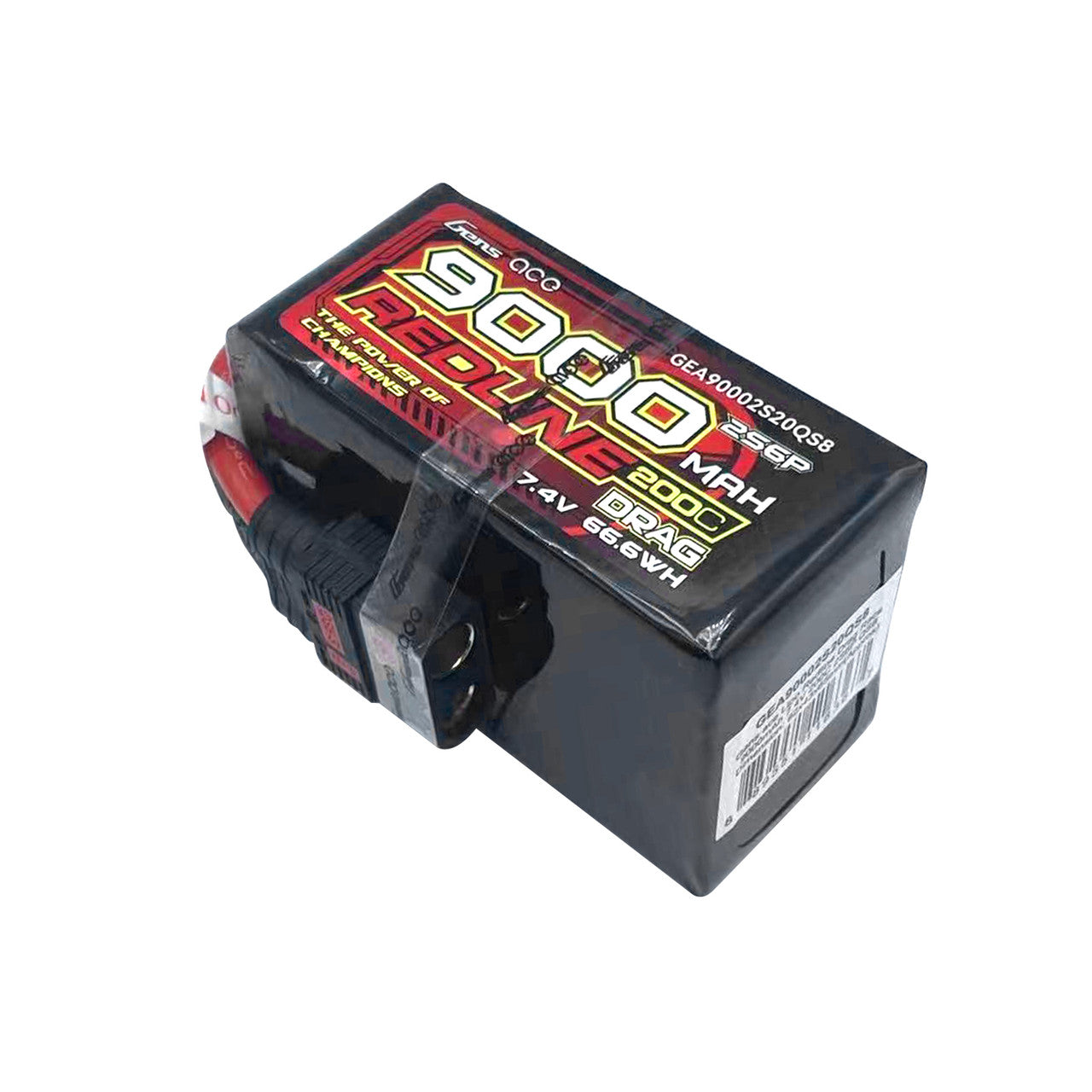 Gens ace Redline drag race LiPo battery pack, 9000mAh 2S 7.4V 200C with hardcase and connector lead