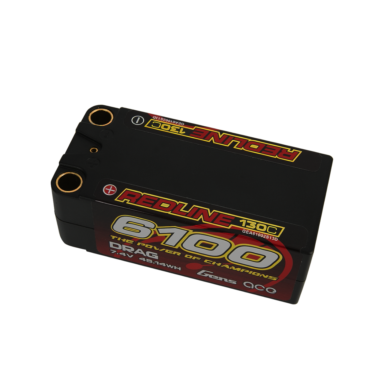 Gens ace Redline Drag Racing Series LiPo Battery, Gens ace Redline drag racing LiPo battery pack, 6100mAh 7.4V hard case with 130C label and gold terminals