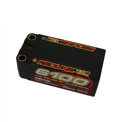 Gens ace Redline Drag Racing Series LiPo Battery, Gens ace Redline drag racing LiPo battery pack, 6100mAh 7.4V hard case with 130C label and gold terminals