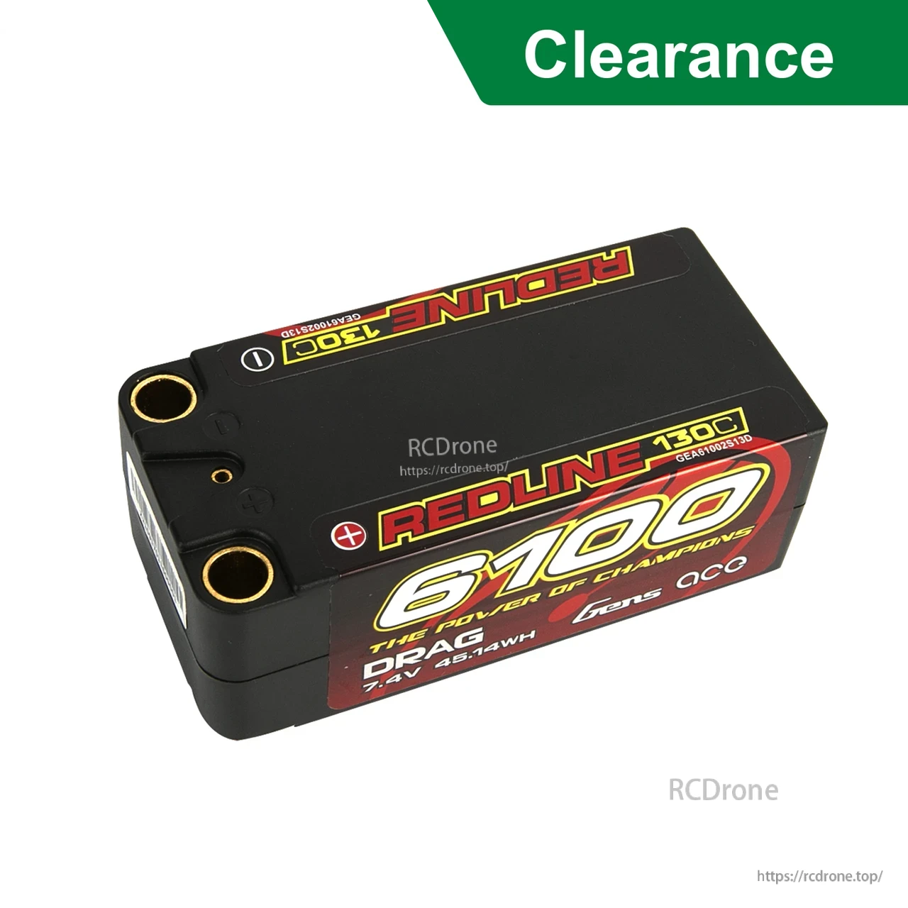Gens ace Redline Drag Racing Series LiPo Battery, Gens ace Redline Drag Series LiPo battery pack, 7.4V 6100mAh 130C with dual gold bullet connectors