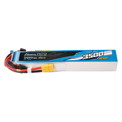 Gens ace 3500mAh 12S 44.4V 80C LiPo battery pack with yellow XT90 connector and balance lead